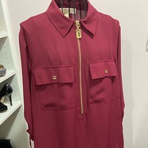 Michael Kors Maroon gold shirt